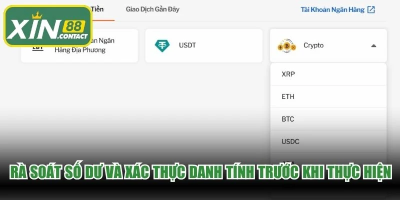 Rà soát số dư và xác thực danh tính trước khi thực hiện rút thưởng